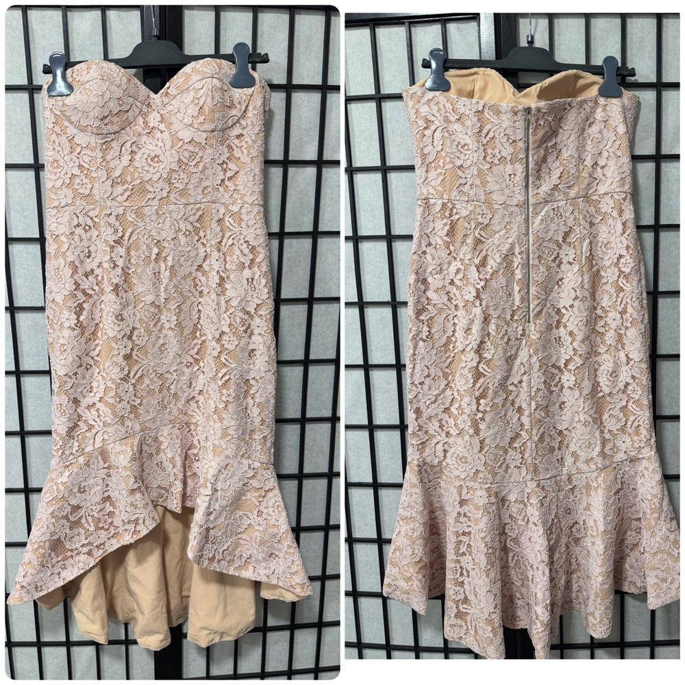 ASOS Jarlo Petite Blush Pink Lace Bandeau Midi Dress – Size 14P UK 10pUS✨ - Picture 6 of 11